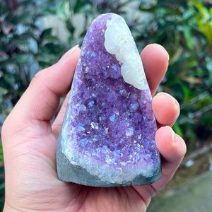 Purple Amethyst with White Calcite from Brazil